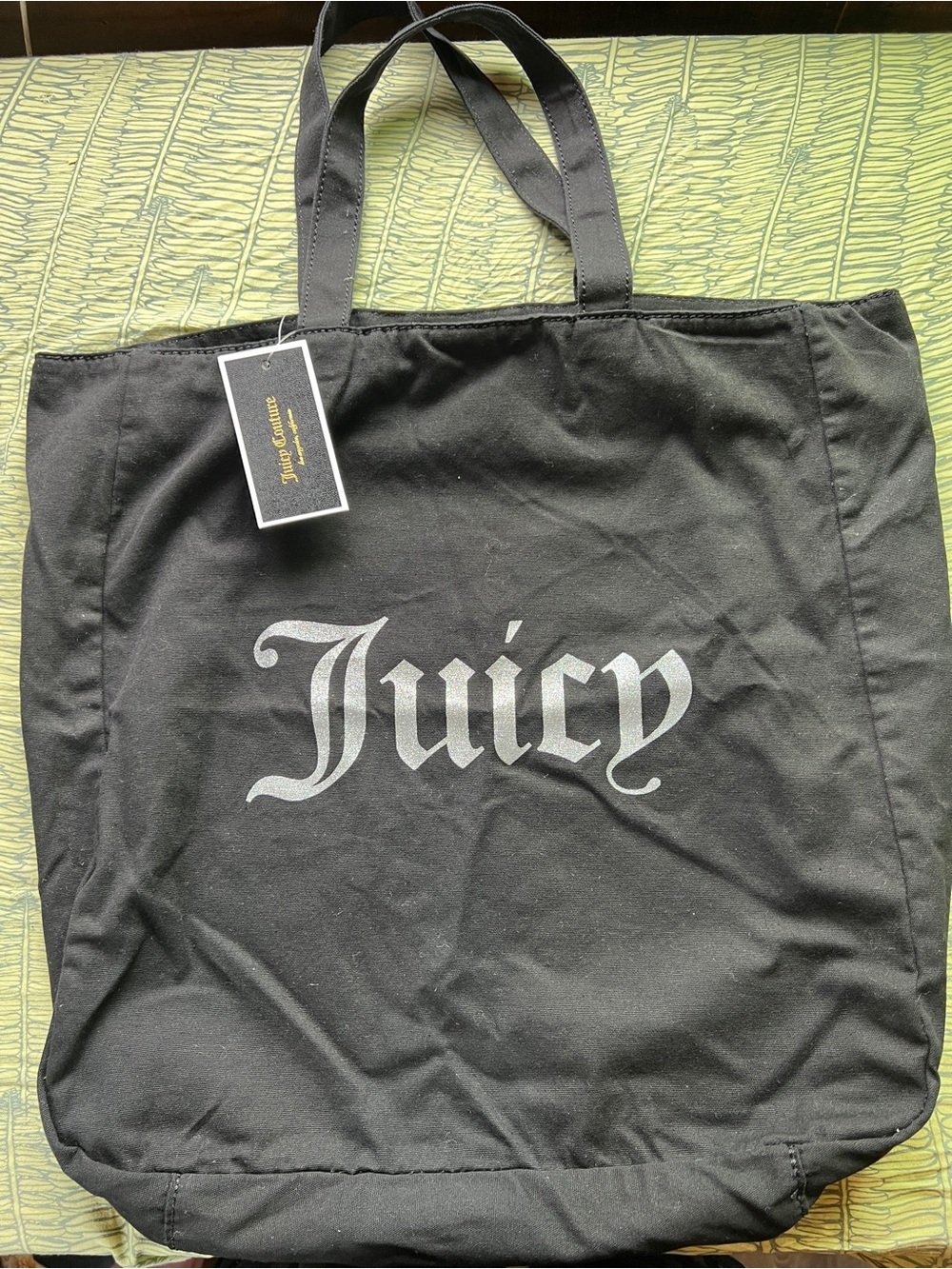 Juicy Couture Black Canvas Tote with Bold Logo